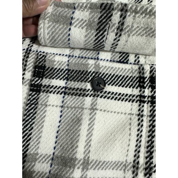 Zara Men's Plaid Shacket Button Up Hooded Shirt Jacket Cream Gray Black size L - Picture 11 of 12